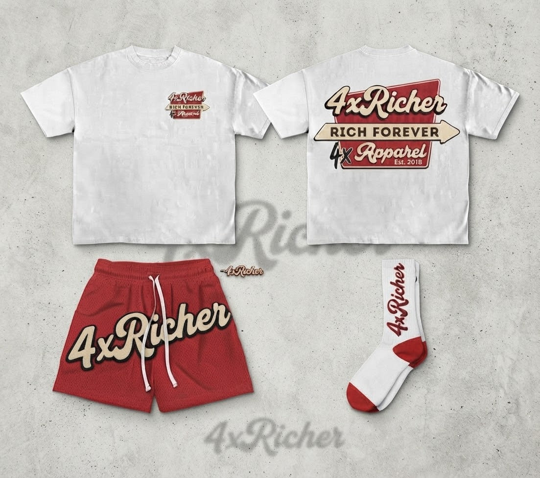 4xRicher "Rich Forever" Red & White Set